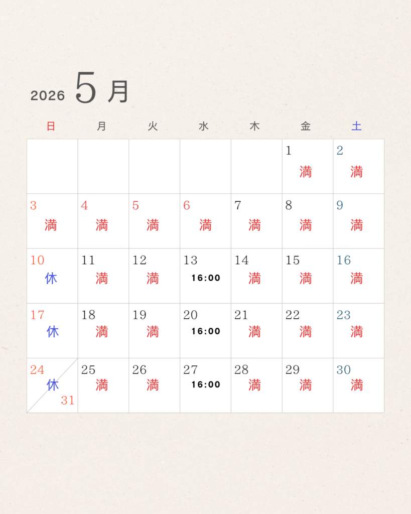 7GYM 2026年5月のパーソナルトレーニングの空き状況